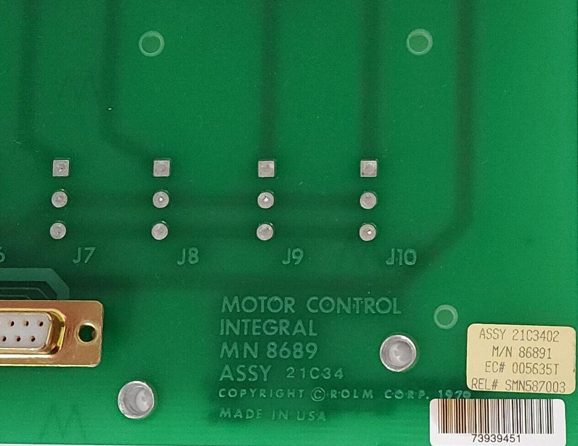 Used ROLM CORP. ASSY 21C3402 MOTOR CONTROL INTEGRAL BOARD MN 8689, M/N 86891