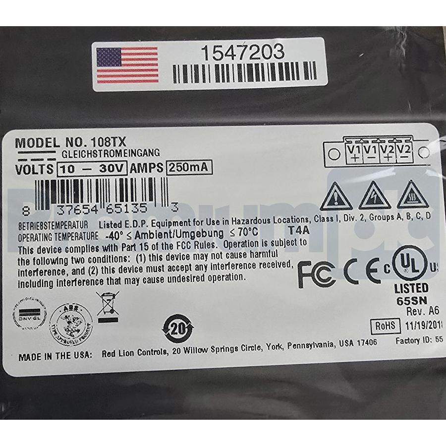 Used Red Lion N-Tron 108TX Industrial Ethernet Switch 8-P 10/100BaseTX DIN Rail NSMP