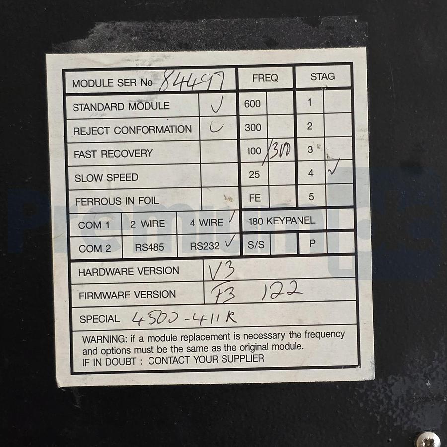 Used METTLER TOLEDO SAFELINE V3 - 84497 METAL DETECTOR CONTROL MODULE 4500-411R REP.