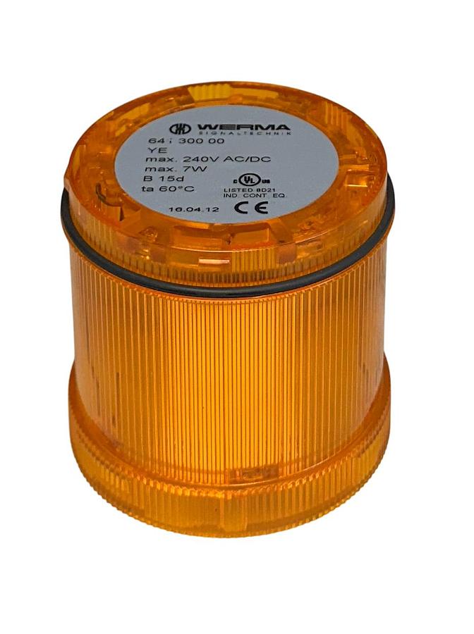 Used WERMA 644 300 75 / 64430075 LED PERMANENT STACK LIGHT YELLOW 240V AC/DC 7W NSMP