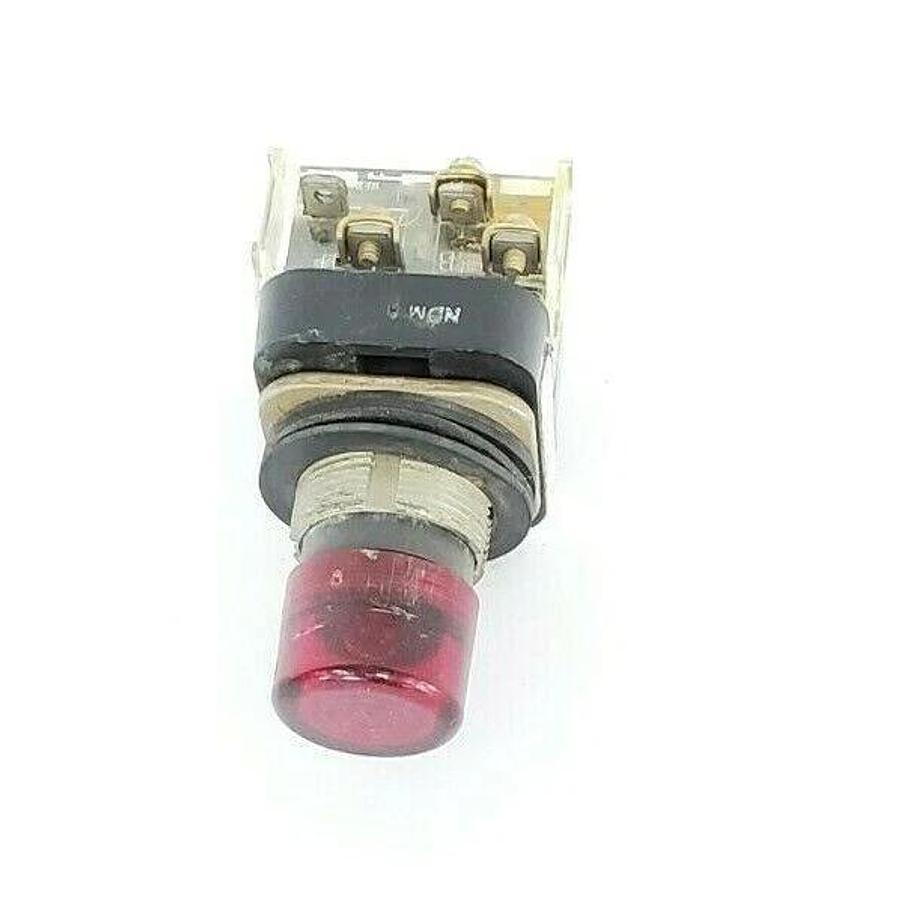 Used ALLEN BRADLEY 800T-PB16 SER. N RED PUSHBUTTON W/ COIL, CONTACT BLOCK, NO COLLAR