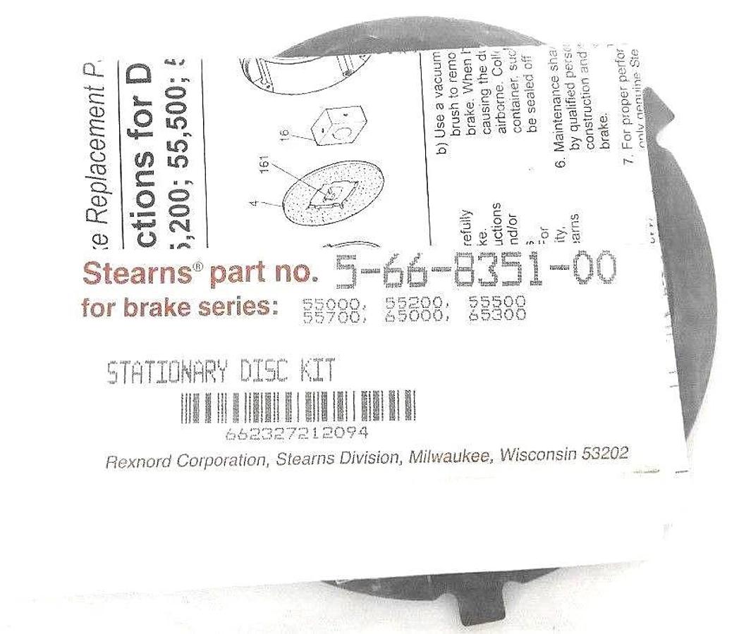 Used NEW STEARNS 5-66-8351-00 STATIONARY DISC KIT 566835100