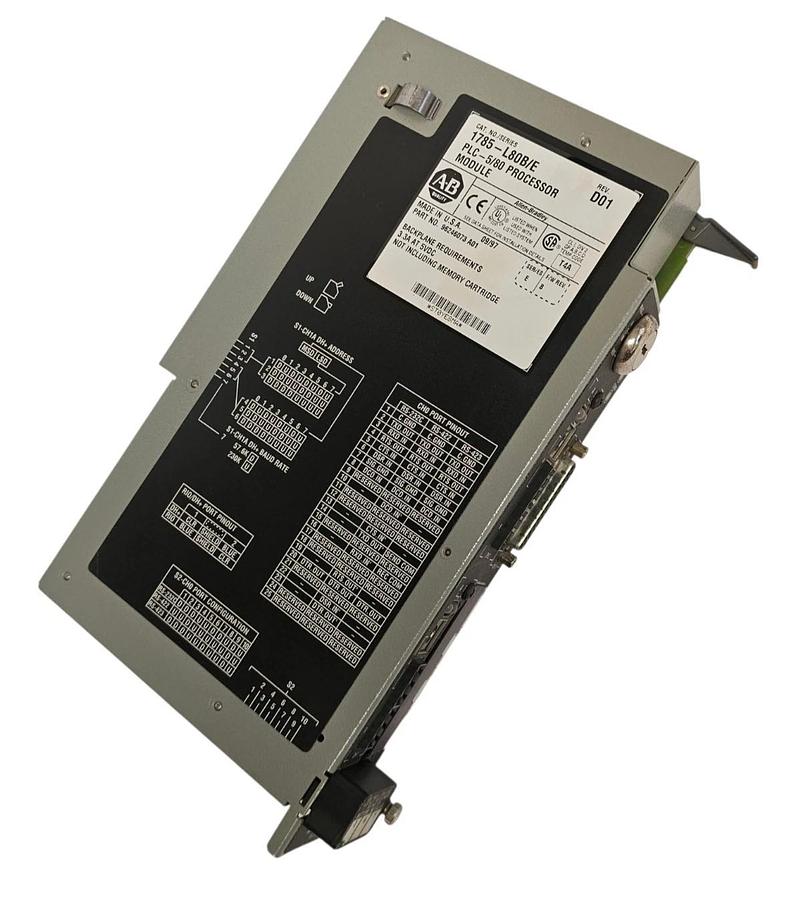 Used ALLEN BRADLEY 1785-L80B /E PLC-5/80 PROCESSOR MODULE REV. D01 F/W REV. B SER. E