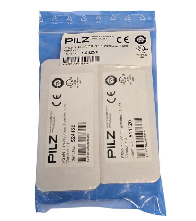 Used NEW PILZ PSEN 1.1P-20/PSEN 1.1-20/8MM/ 1UNIT IDENT. NO. 504220 SAFETY SWITCH