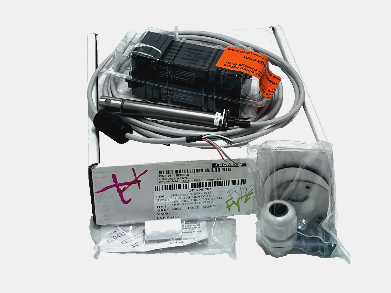 Used Omega CNITH-I16D53-5 iSeries Humidity & Temp Controller 1/16 DIN 5" Probe NSMP