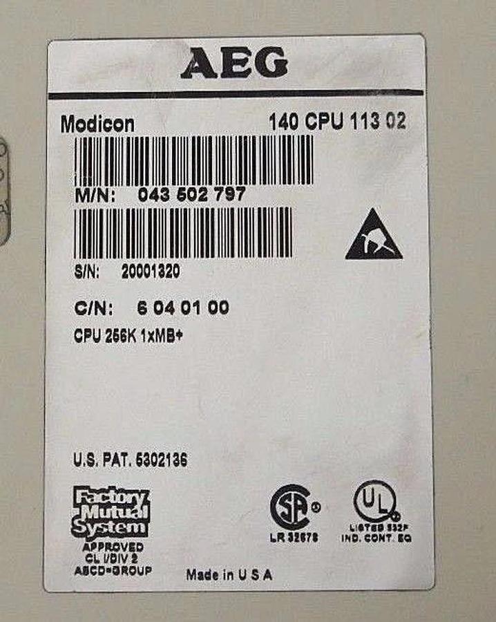 Used AEG 140-CPU-113-02 CPU 256K 1XMB+ USER LOGIC MODULE 140CPU11302