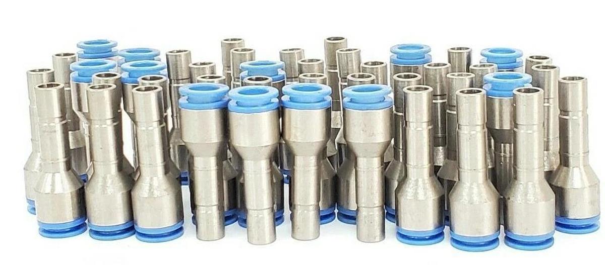 LOT OF 43 NEW SMC SPORE 10 KC SELF SEAL FITTINGS, 10MM X 52MM L
