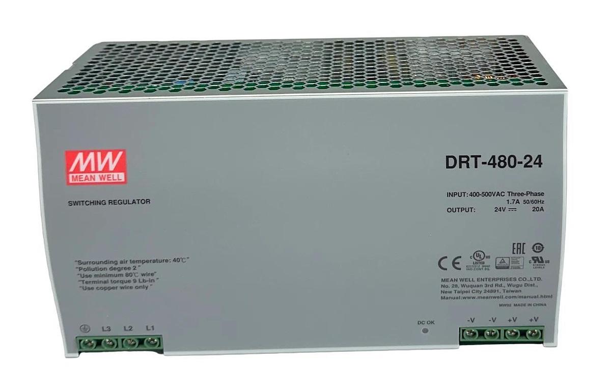 MEAN WELL DRT-480-24 / DRT48024 SWITCHING REGULATOR POWER SUPPLY 3PH 20A NSMP