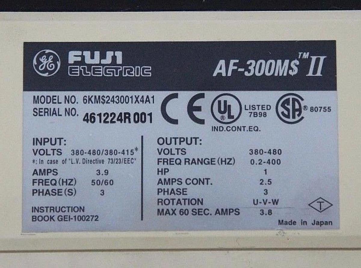 Used FUJI ELECTRIC 6KMS243001X4A1 MICRO SAVER II AC DRIVE AF-300MS