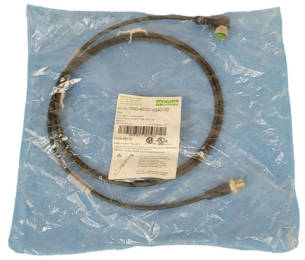 Used NEW MURR ELEKTRONIK 7000-40121-6340150 M12 MALE 0° / M12 FEMALE 90°