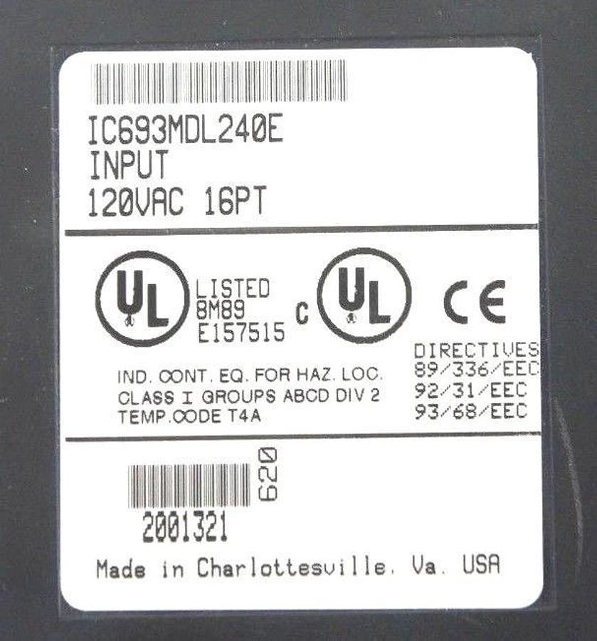 Used GE FANUC IC693MDL240E INPUT MODULE 120VAC INPUT 16PT MISSING DOOR & LENS