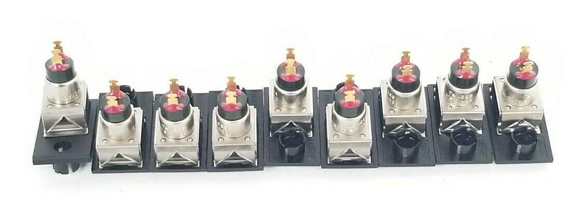 Used LOT OF 9 NEW C&K 8531 1A 120VAC PUSHBUTTON SWITCHES W/ 4004120 MOUNTING PLATES