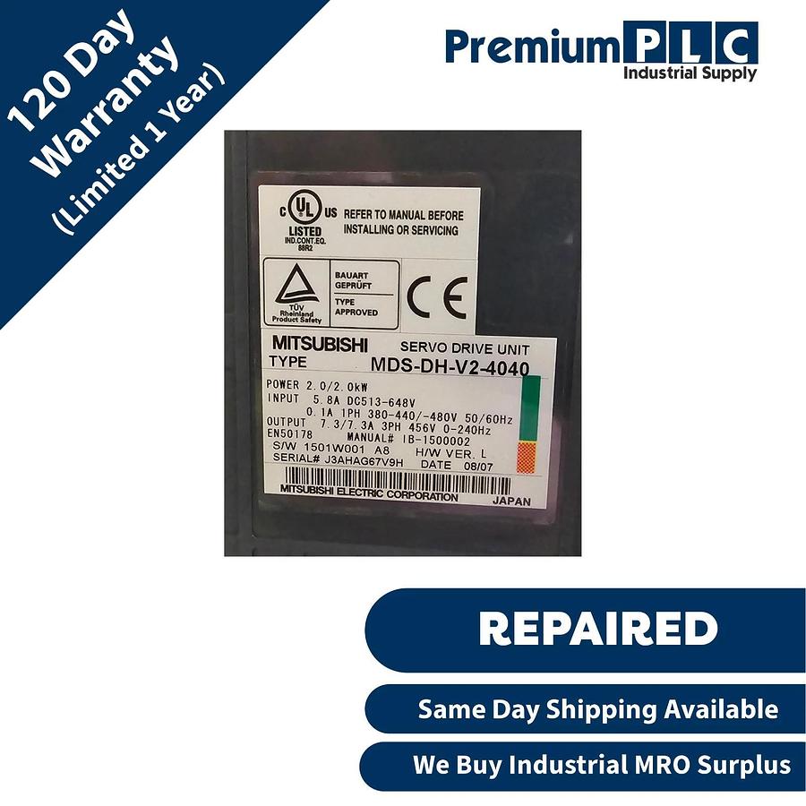 Refurbished MITSUBISHI MDS-DH2-V2-4040 Servo Drive | 2-Axis 400V 40A/40A | Repaired & Tested