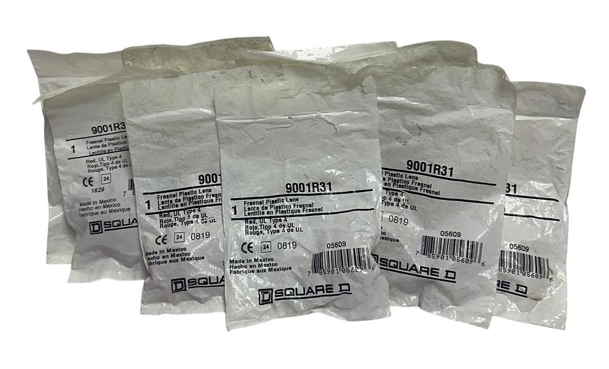10 SCHNEIDER SQUARE D 9001-R31 / 9001R31 FRESNEL PLASTIC LENSES RED 05609 NSMP