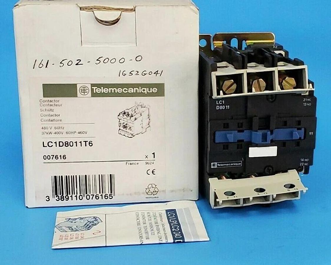Used NIB TELEMECANIQUE LC1D8011T6 CONTACTOR 480V 60HZ