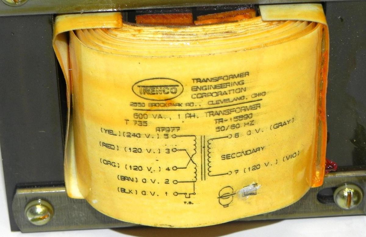 Used TRENCO TR-15890 TRANSFORMER TR15890 50/60HZ 600VA, 1PH, TR15890