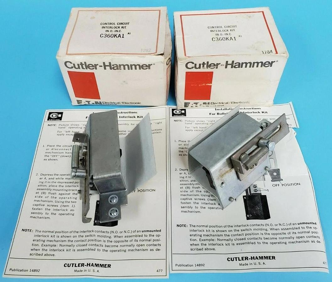 LOT OF 2 NIB EATON CUTLER-HAMMER C360KA1 INTERLOCK KITS 1NO/1NC SER. A1