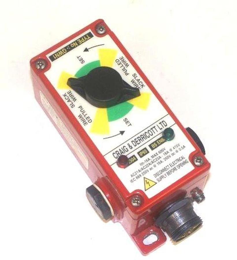 Used CRAIG & DERRICOTT GWN1 GRAB WIRE SWITCH UNIT, 50M, CD-GW/N1-PW6-RG