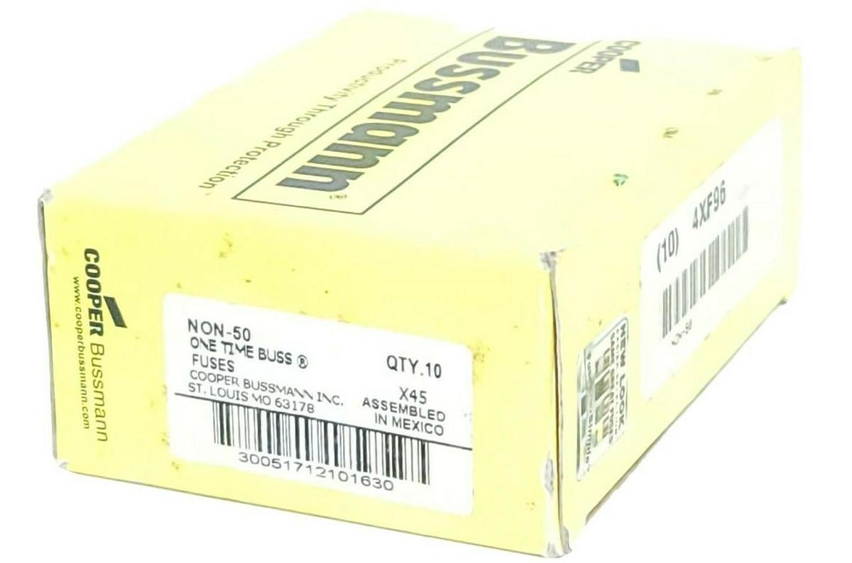 BOX OF 6 NEW COOPER BUSSMANN NON-50 ONE TIME BUSS FUSES NON50