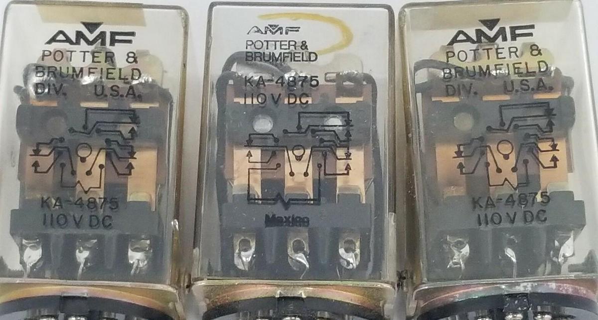 Used LOT OF 3 AMF POTTER & BRUMFIELD KA-4875-110V RELAYS KA-4875