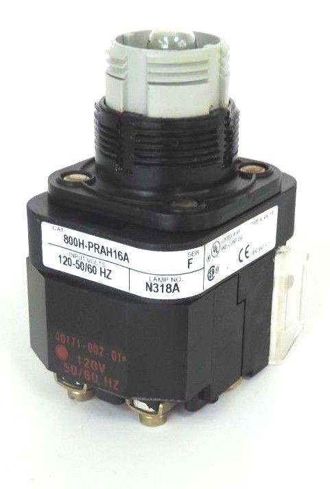 Used ALLEN BRADLEY 800H-PRAH16A PUSHBUTTON 800HPRAH16A SER. F W/ 40171-002-01 120V
