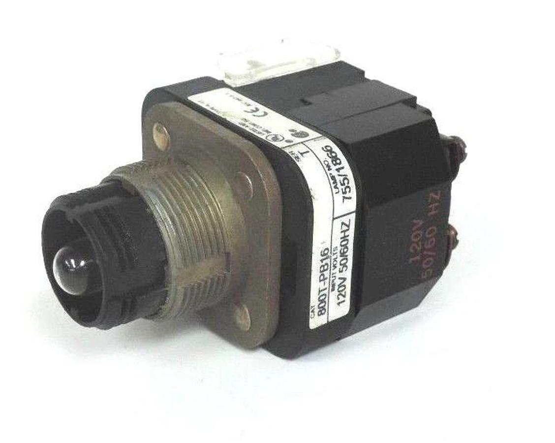Used ALLEN BRADLEY 800T-PB16 PUSHBUTTON 800TPB16 SER. T 120V W/ 800T-XA1 SER. E