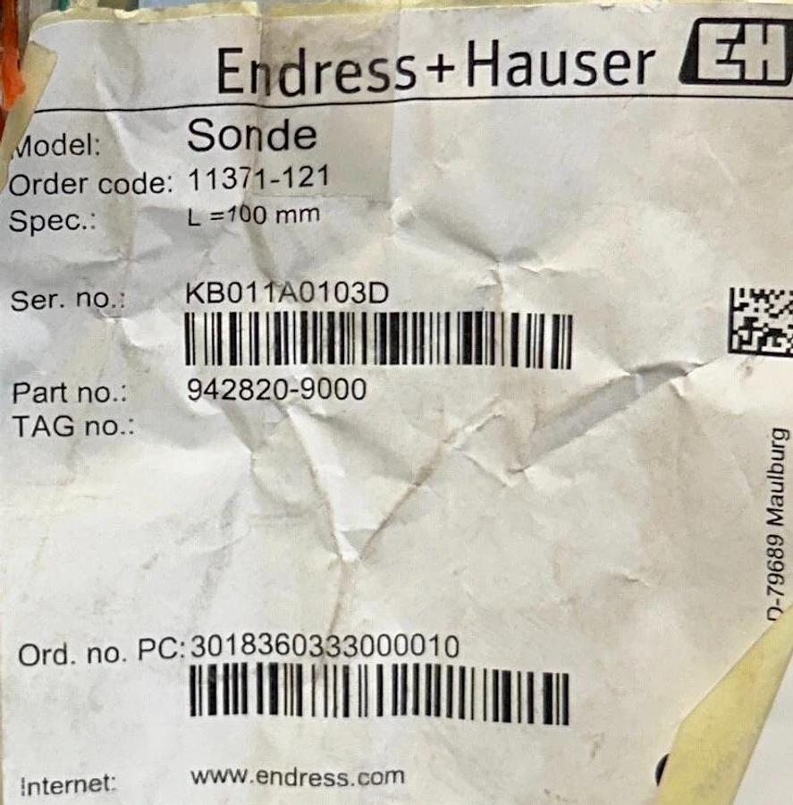 ENDRESS+HAUSER 11371-121 / 942820-9000 Sonde CONDUCTIVE POINT LEVEL 100mm NSNP