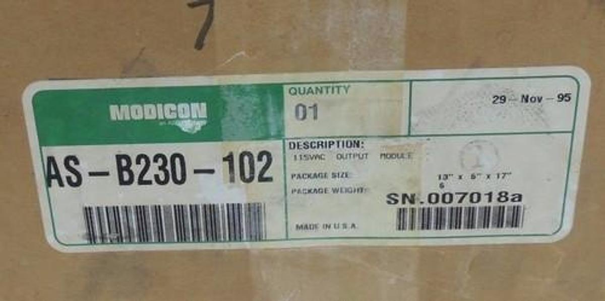 Used REPAIRED AEG MODICON AS-B230-102 OUTPUT MODULE 115VAC ASB230102