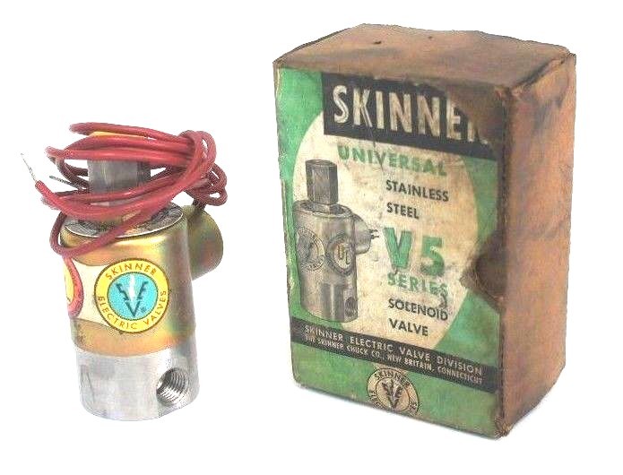 Used NIB SKINNER V55DB2075 SOLENOID VALVE V5 SERIES 115V, 60HZ, 10 W, 75 PSI