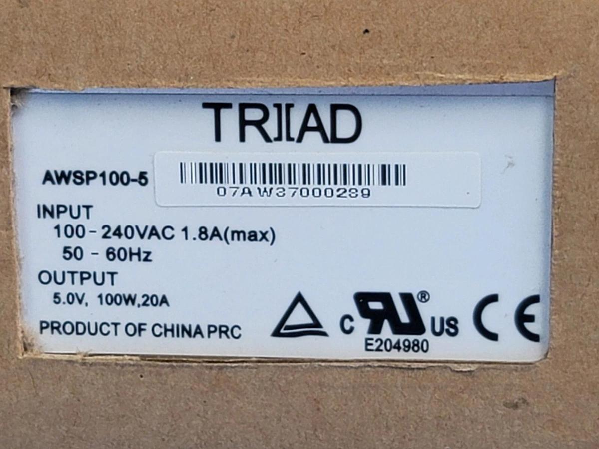 Used NIB TRIAD MAGNETICS AWSP100-5 AC-DC CONVERTER AWSP1005