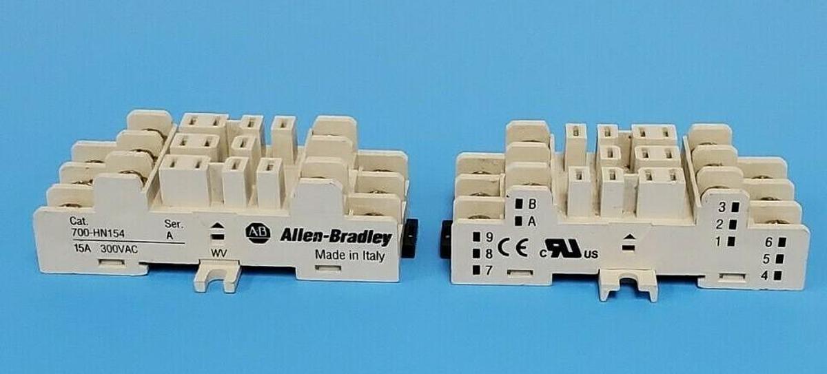 Used LOT OF 2 NEW ALLEN BRADLEY 700-HN154 RELAY SOCKETS 11-PIN 15 A 300 VAC SER. A