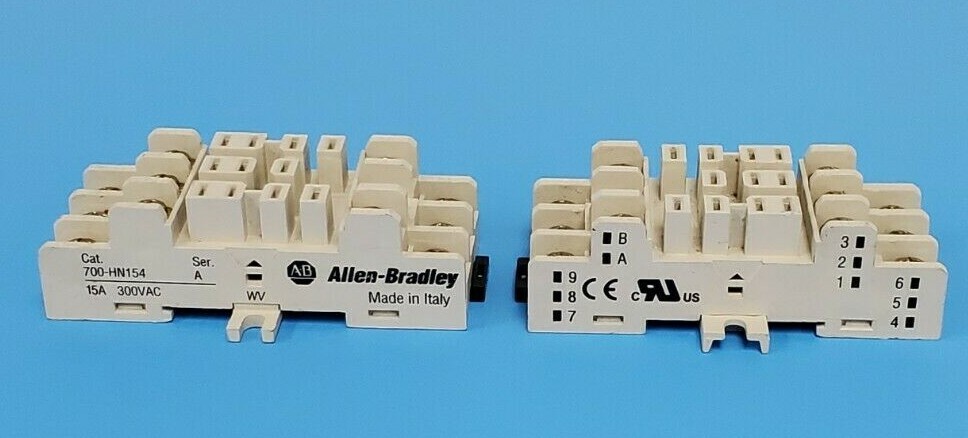 Used LOT OF 2 NEW ALLEN BRADLEY 700-HN154 RELAY SOCKETS 11-PIN 15 A 300 VAC SER. A