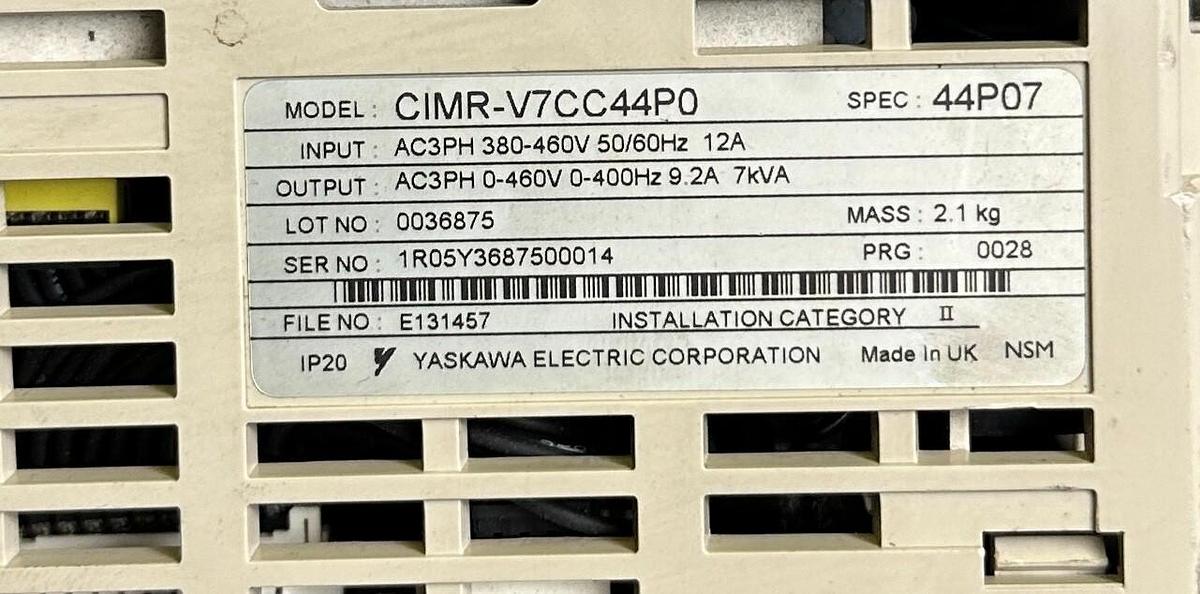 Used YASKAWA CIMR-V7CC44P0 / VS-606V7 AC DRIVE 380-460V 50/60Hz 12A JVOP-147