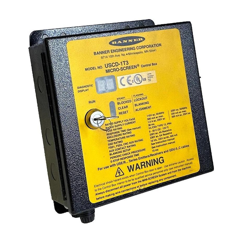 Used BANNER USCD-1T3 / USCD1T3 MICRO-SCREEN CONTROL BOX MSA-RM-2 MSA-PSD-1 50/60Hz