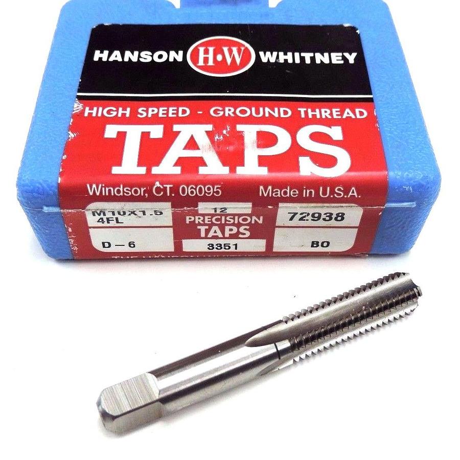 Used 12 NIB HANSON WHITNEY M10X1.5 4 FL HIGH SPEED TAPS D-6, 72938