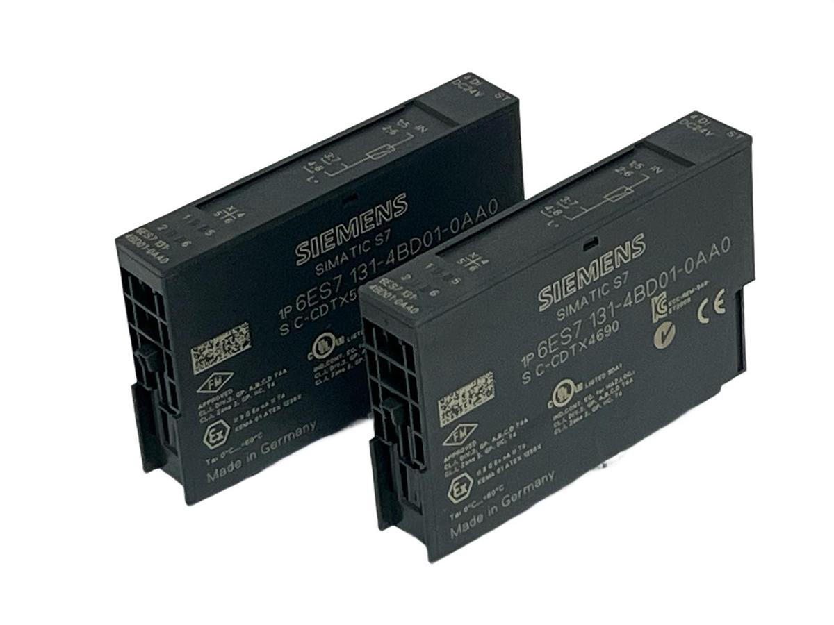 Lot of 2 Siemens 6ES7131-4BD01-0AA0 SIMATIC S7 ET 200S 4 DI 24V DC, NEW SURPLUS