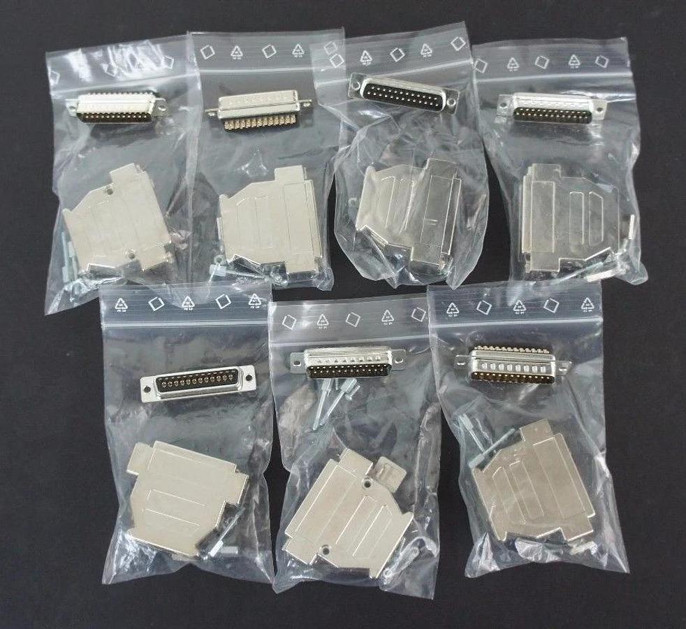 Used LOT OF 7 NEW TYCO AMP 25-PIN INPUT / OUTPUT CONNECTOR ASSEMBLIES