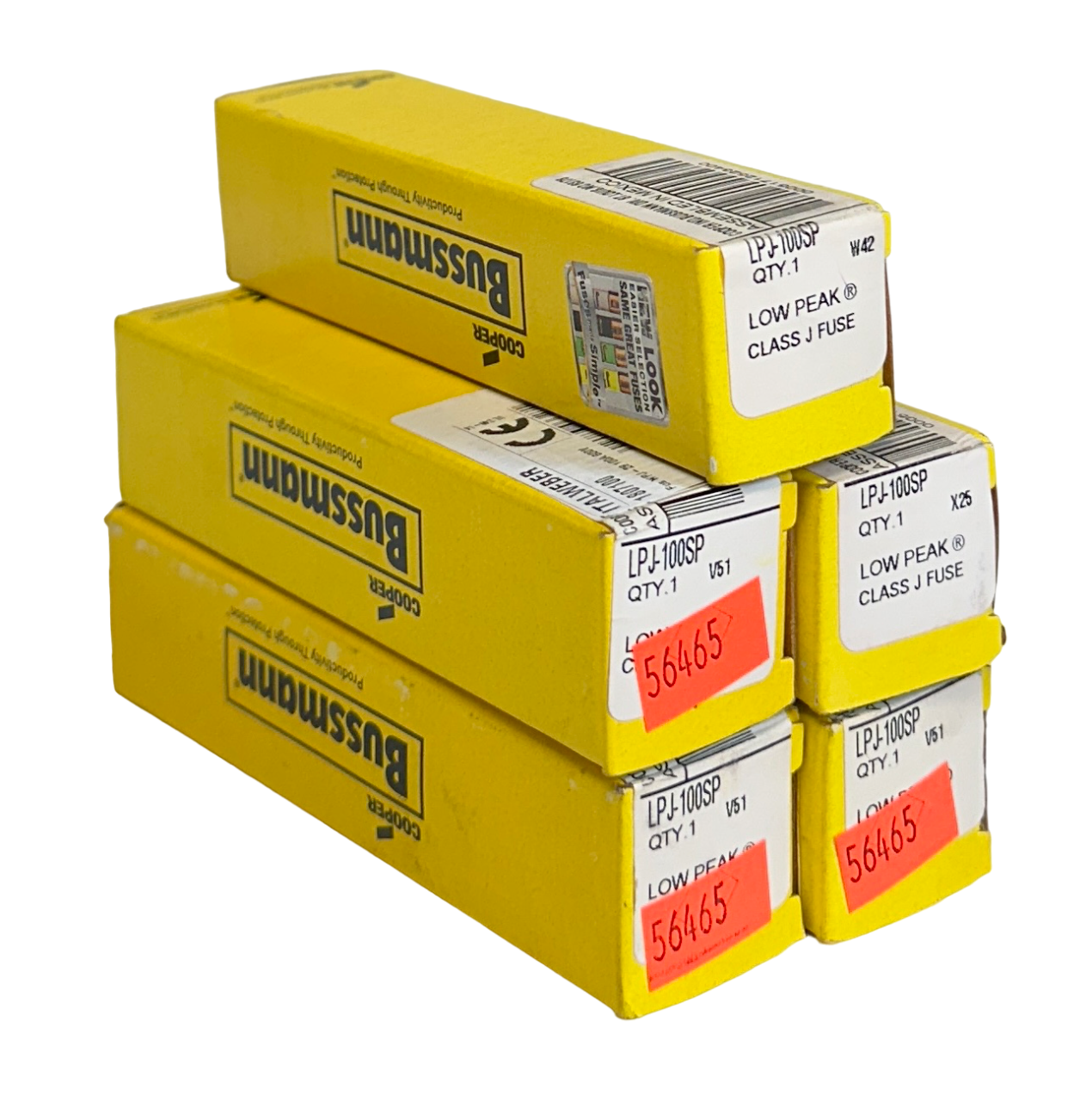 Used 5 COOPER BUSSMANN LPJ-100SP / LPJ100SP LOW PEAK CLASS J FUSES 100A NSMP
