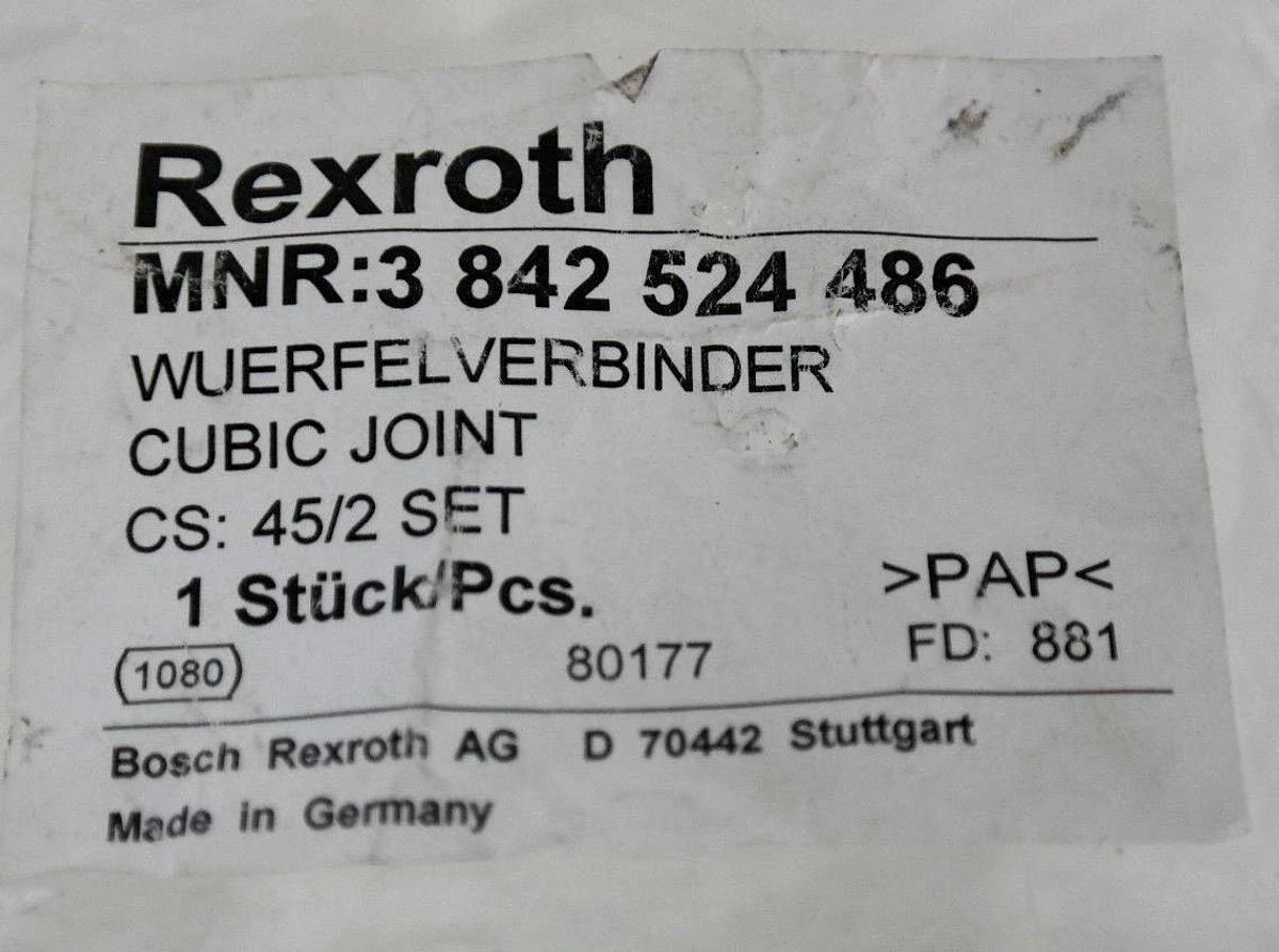 Used LOT OF 4 NEW REXROTH 3-842-524-486 CUBIC JOINT CONNECTORS 3842524486