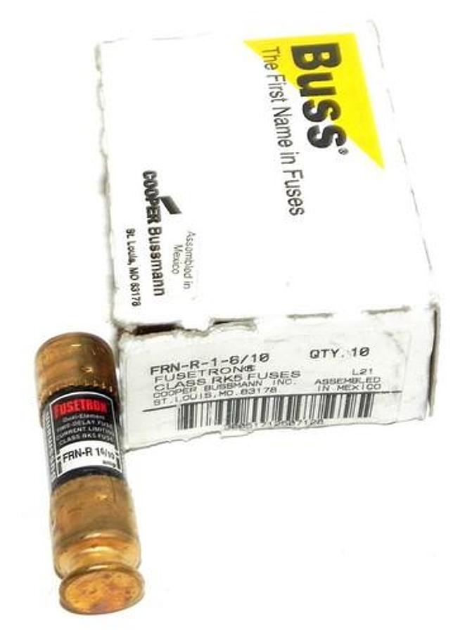 Used BOX OF 9 NEW BUSSMANN FRN-R-1-6/10 FUSETRON CLASS RK5 FUSES