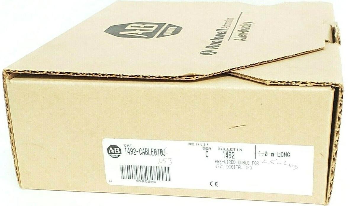 Used NEW ALLEN BRADLEY 1492-CABLE025J PRE-WIRED CABLE SER. C 2.5M 1492CABLE025J