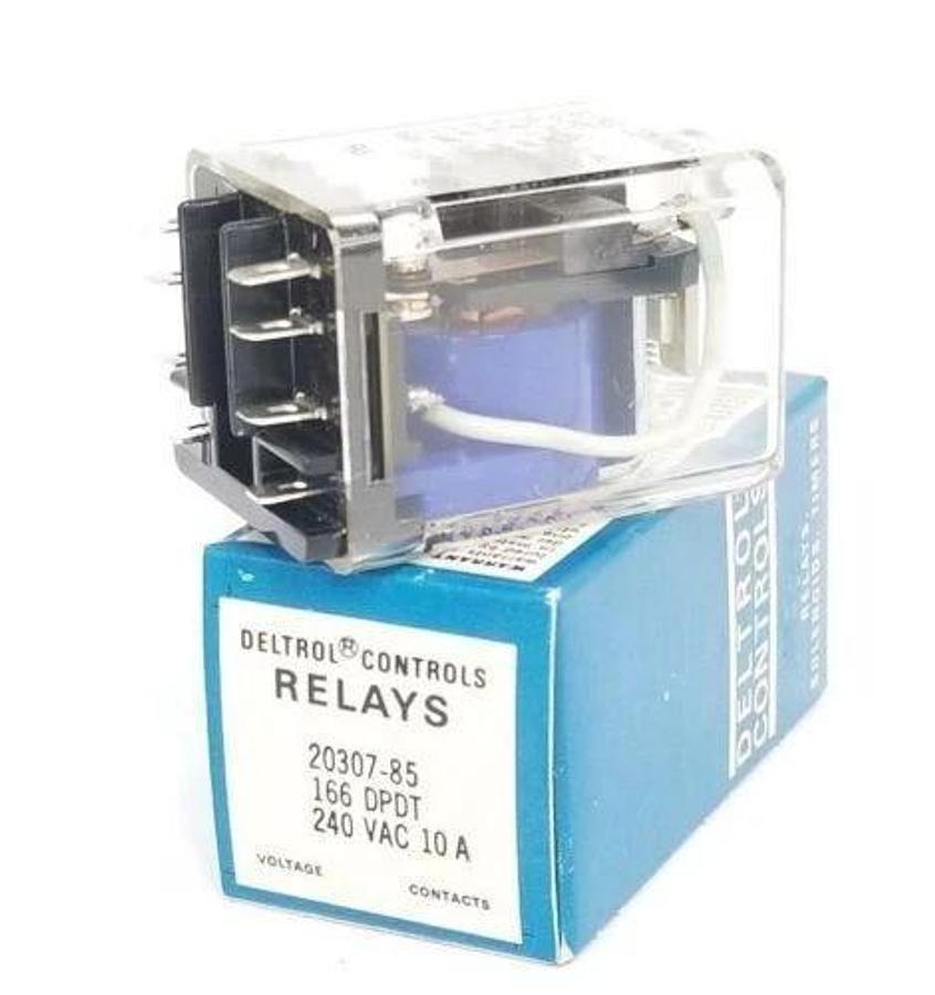 Used NIB DELTROL CONTROLS 20307-85 RELAY, 2030785, 166 DPDT, 240 VAC, 10A