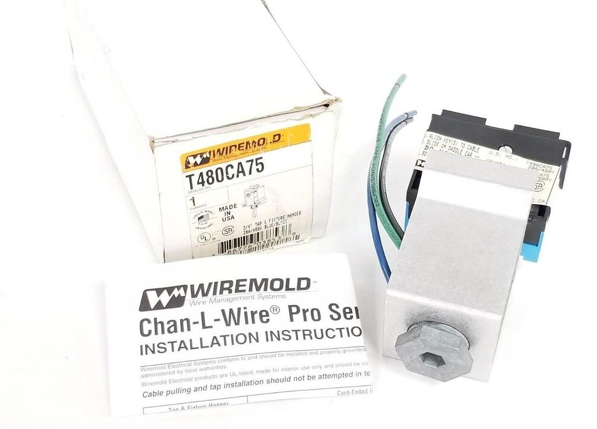 NIB WIREMOLD T480CA75 TAP & FIXTURE HANGER 3/4'' 20A 480V BLUE/BLACK T600CA75