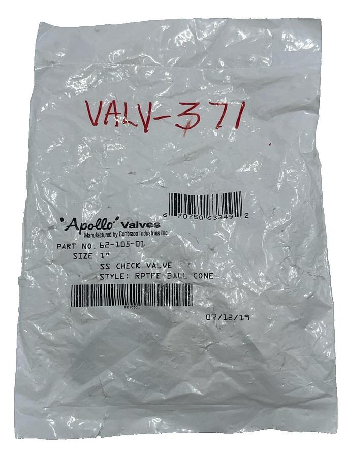 Used Apollo 62-105-01 Stainless Steel Ball Cone Check Valve 1" FNPT 400 PSI CWP