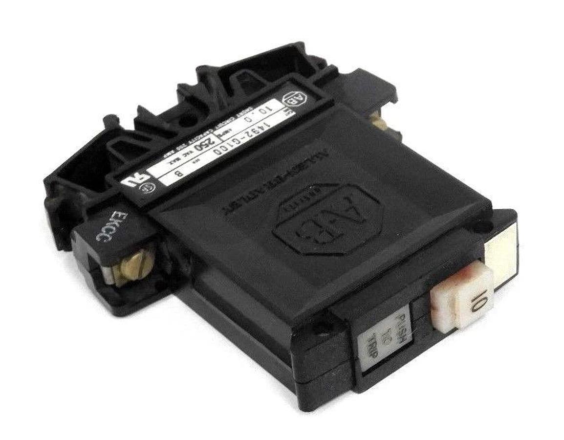 Used ALLEN BRADLEY 1492-G100 CIRCUIT BREAKER SERIES B, 10A, 250VAC, 1492G100