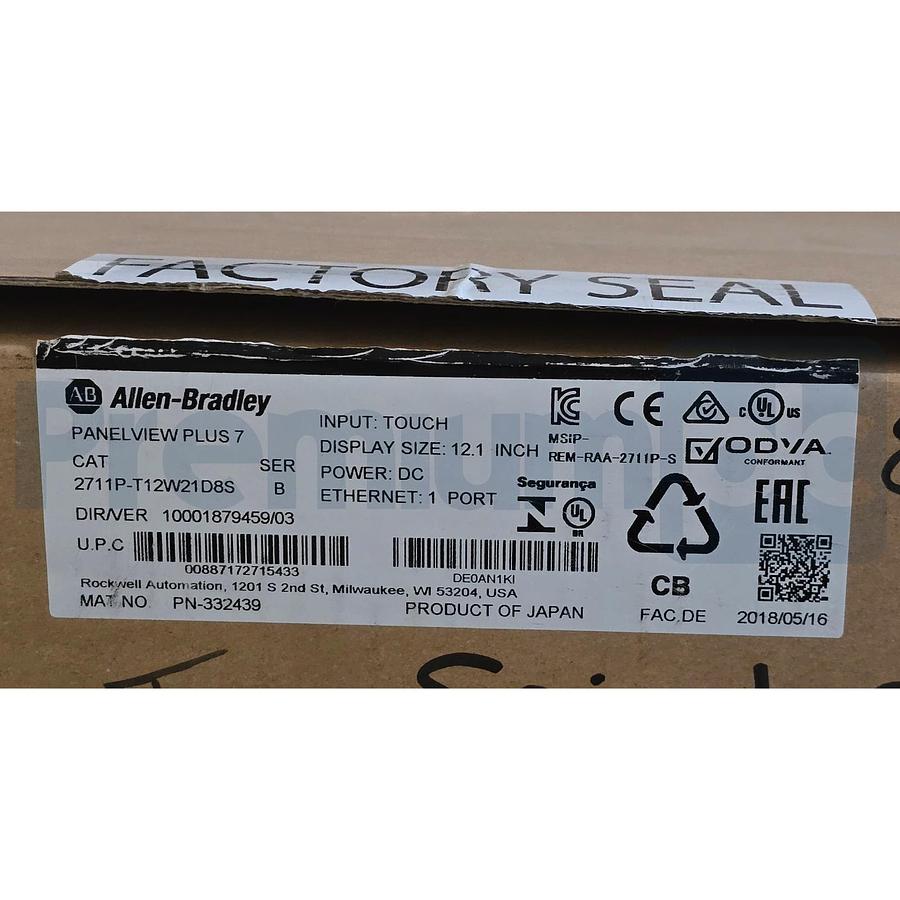 Used ALLEN BRADLEY 2711P-T12W21D8S /B PanelView Plus 7 TERMINAL TOUCH SCREEN NSMP