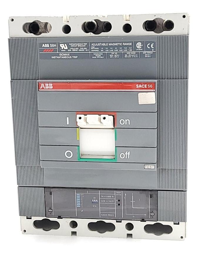 Used ABB S6H SACE S6 ISOMAX INSTANTANEOUS CIRCUIT BREAKER W/ SACE PR211 TRIP UNIT