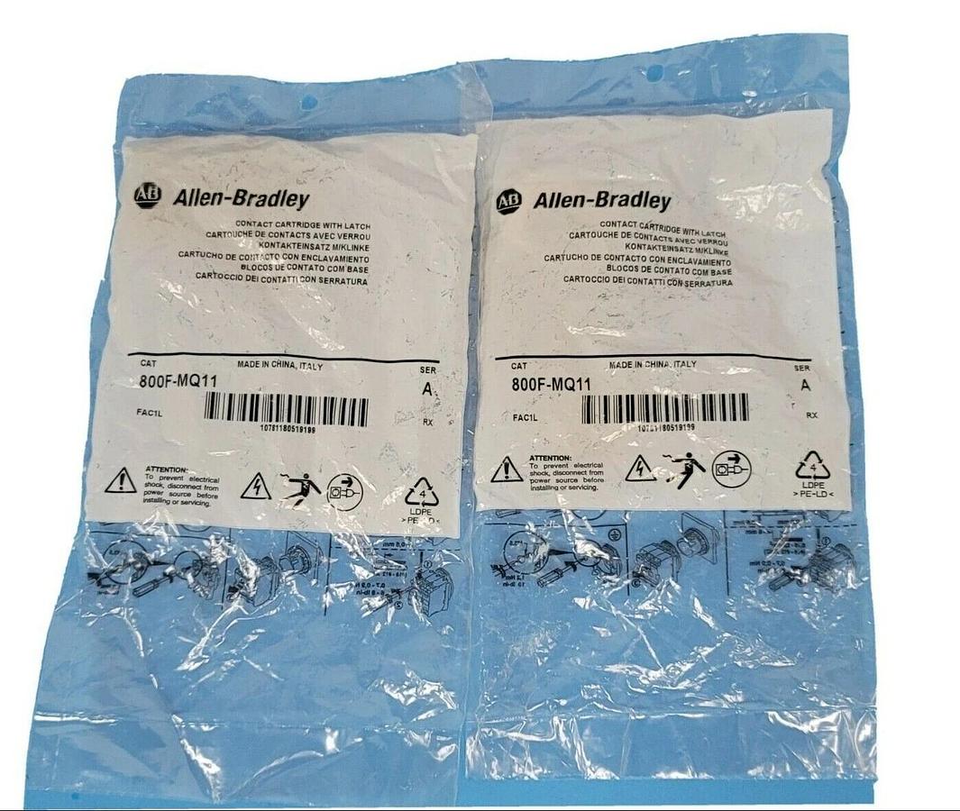 Used LOT OF 2 NEW ALLEN BRADLEY 800F-MQ11 CONTACT CARTRIDGES W/ LATCHES SER. A