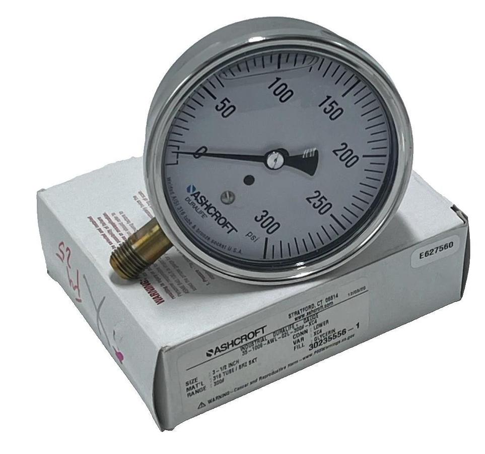 Ashcroft 35-1009-AWL-02L-300#-XC4 Duralife Pressure Gauge 3.5" 0-300 PSI Liquid