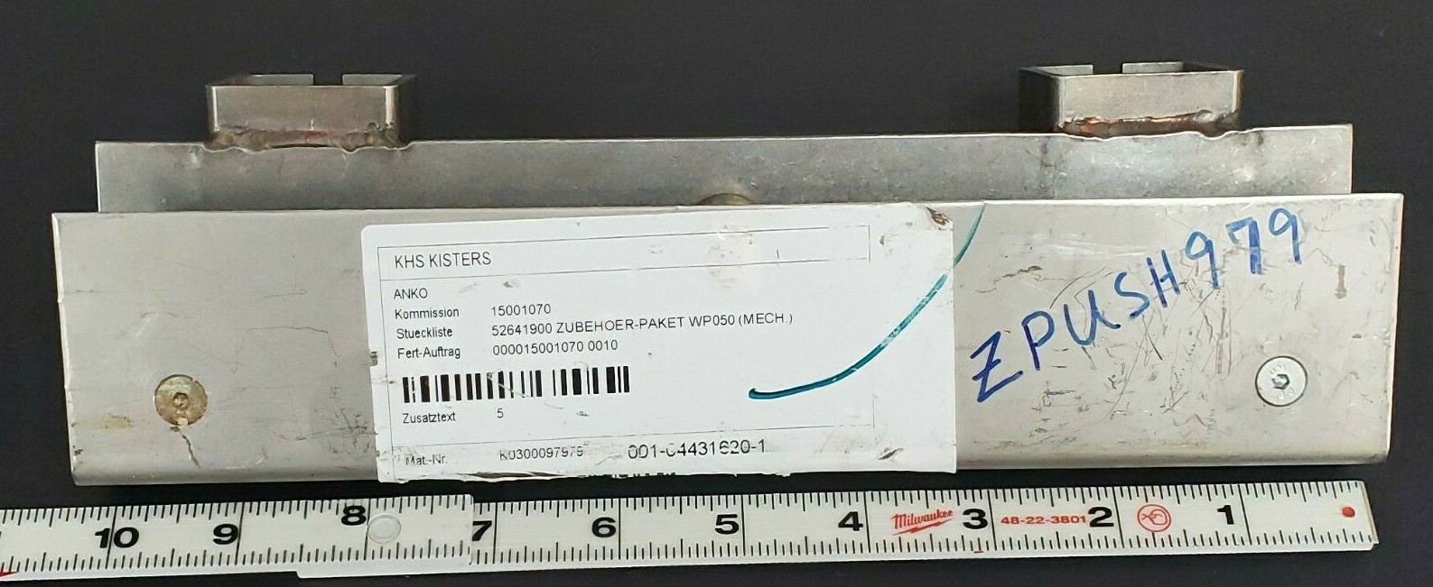 Used NEW KHS KISTERS ANKO ZPUSH979 FOLDER / PUSHER ASSEMBLY 52641900 WP050 0300097979